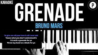 Bruno Mars  Grenade Karaoke Slower Acoustic Piano Instrumental Lyrics On Screen [upl. by Rhodes]