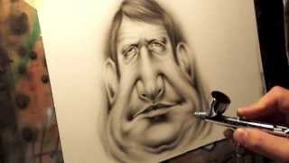 Airbrush Freestyle Caricature Time Lapse  by El Piti [upl. by Deutsch312]