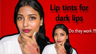 Lip tints for dark lips  Longlasting lip tints on dark lips  faceshop  etude house  Tutumitha [upl. by Eleda752]