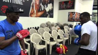 Andrew Tabiti working mitts w Floyd Mayweather Sr [upl. by Jewell221]