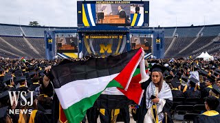 Graduates Stage Protest at University of Michigan Commencement  WSJ News [upl. by Annairdna460]