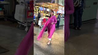 Mrunal Thakur steps out of the airport in a stunning pink suit😍 [upl. by Benjy]