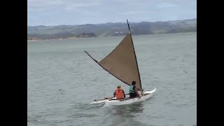 Ulua outrigger sailing canoe training at Kawhia New Zealand [upl. by Nap]