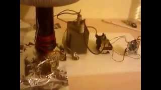 Mini Tesla Coil powered from a TV flyback transformer [upl. by Trilby]