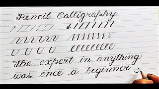 Pencil Calligraphy  Calligraphy for beginners  Hand Lettering Practice  handwriting Practice [upl. by Yarahs]