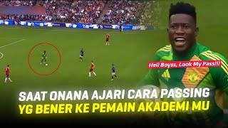 Jadi Guru Buat Pemain Akademi Aksi Kiper MU Andre Onana Ajari Pemain Akademi Passing vs Rangers [upl. by Adriene815]