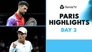 Djokovic Takes On Etcheverry Sinner Medvedev amp More Feature  Paris 2023 Highlights Day 3 [upl. by Skolnik514]