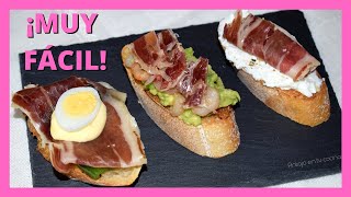 3 TAPAS Fáciles con JAMÓN SERRANO ⭐ Montaditos Fríos y Calientes [upl. by Wenger]