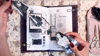 Black Theme Diary journal scrapbooking 감성다꾸 asmr [upl. by Nanreit]