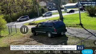 Doorcam video 4vehicle crash in Versailles [upl. by Bromleigh243]