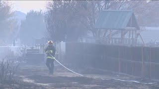 Fire crews securing containment lines of Leeds Fire burning in Southeast Boise [upl. by Bum695]