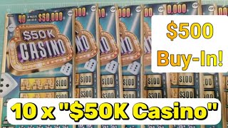 V75 500 BUY IN  Scratch amp Scan 10 X quot50K Casinoquot Tickets  Wayne Lotto [upl. by Aihtak]