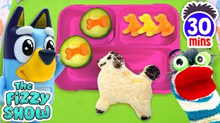 Fizzy Packs A Puppy amp Unicorn Back To School Themed Lunch Box With Bluey  Fun Compilation For Kids [upl. by Yila]