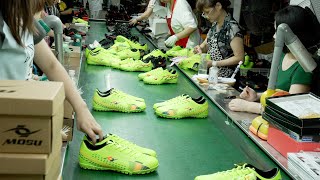 Great 10 million pairs produced per year Onsite production process in the football boot factory [upl. by Clarke]