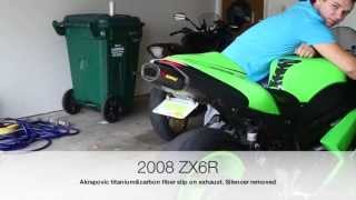 2008 Kawasaki ZX6R Akrapovic exhaust [upl. by Lenwood725]