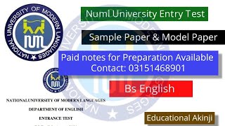 NUML Entry Test Preparation 2024  Numl Entry Test Syllabus Paper Pattern Bs English [upl. by Farrish]