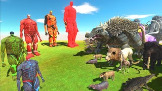 TITAN DEATH WAR  TITAN EVOLUTION vs ANIMAL TEAM TEAM  Animal Revolt Battle Simulator [upl. by Ruon]