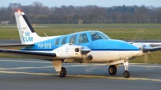 KLM Flight Academy ► Beech Baron 58 ► Takeoff ✈ Groningen Airport Eelde [upl. by Odlavso]