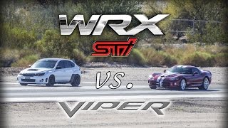 Subaru WRX STi keeps up with Dodge Viper half a mile speed run race [upl. by Dabney]