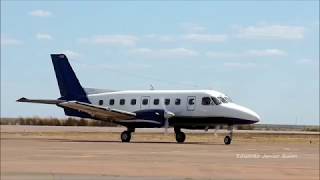 Embraer EMB110 Bandeirante PTSGM taxiando em Sinop MT SBSI [upl. by Jacinto973]