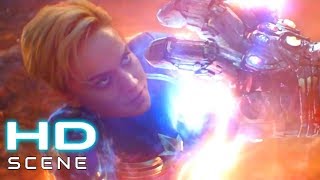 Captain Marvel Stops Thanos Snap Finger Scene Captain Marvel VS Thanos  AVENGERS ENDGAME2019Clip [upl. by Nickolaus]