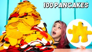 Worlds Biggest Pancake Jigsaw Pancake Art Challenge  BF vs GF [upl. by Pozzy676]