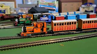 Bachmann Rheneas pulling 2 Red coach and custom grey brakvan [upl. by Merritt936]