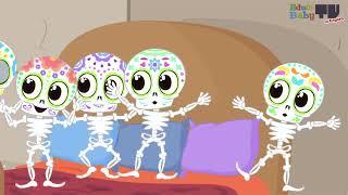 💀☠️ Five Little Skeletons Jumping On the Bed  Children Nursery Rhymes  Infantil Song [upl. by Gnuhc]