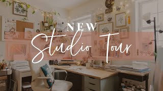 New Art Studio Tour  Craft space amp art space in one room  Small art studio organization [upl. by Dnomra]