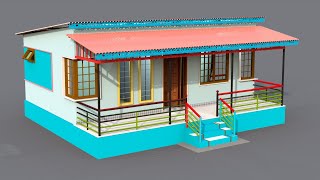 TATATIN Roof village house design  Small amp Beautiful tin shed home plan  2bhk house plans [upl. by Melnick309]