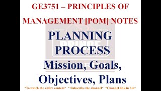 PLANNING PROCESS NOTES  GE3751 PRINCIPLES OF MANAGEMENT NOTES  GE3751 NOTES [upl. by Love760]