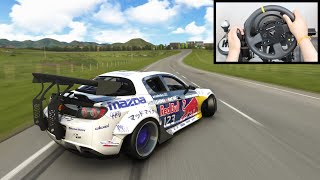 Drifting Mad Mikes Red Bull Mazda RX8  Assetto Corsa Steering Wheel  Shifter Gameplay [upl. by Artus563]