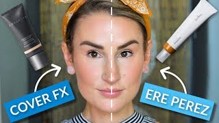 COVER FX vs ERE PEREZ FOUNDATION  Does Dimethicone Matter  Clean Beauty Side By Side Wear Test [upl. by Novat]