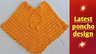 Woolen poncho latest design  woolen poncho design crochet poncho designponcho knitting in hindi [upl. by Kaslik654]