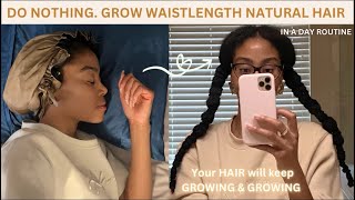 DO NOTHING GROW WAISTLENGTH HAIR LITERALLY MY ROUTINE  4C waistlength hair journey 4c growhair [upl. by Lynsey]