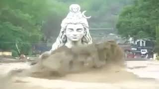 Statue of God Shiva in Rishikesh Ganga River Heavy Flood in Uttarakhand [upl. by Aicert]