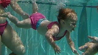 Baby Elizabeth swimming underwater  ISR Baby swimming across pool [upl. by Moyra]