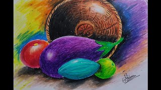 still life full video stilllife drawing pastelcolourdrawing fullvideo trending vagetables [upl. by Ardnosac]