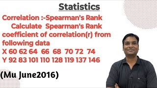 Correlation Spearmans Rank Example1 Calculate Spearmans Rank coefficient of correlationr [upl. by Eirret]