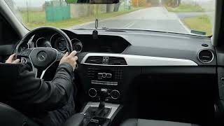 POV Mercedes Benz S204 2012  ASMR  ŁÓDŹ  GŁOWNO  RAINY DAY [upl. by Ecyarg]