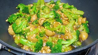 Delicious Super Easy and Healthy Broccoli with Mushroom in Garlic Sauce [upl. by Lynette]