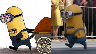 Minions funny cartoon drawing  Giant Minion Scene  funny drawing meme 😂 [upl. by Erihppas]