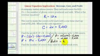 Ex Linear Equation Application Write a Profit Equation [upl. by Nazler]