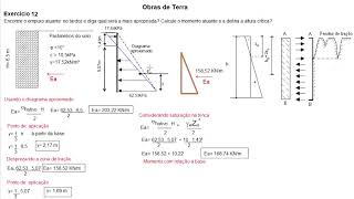 Obras de terra 12 Determine o empuxo atuante sabendo que o solo é coesivo calcule o momento [upl. by Epp]