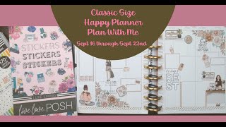 Classic Size Happy Planner  Plan With Me For the Week of Sept 16th through Sept 22nd [upl. by Rehpinnej778]