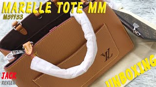 LOUIS VUITTON WOMEN HANDBAG MARELLE TOTE MM M59953 Gold Honey Color Unboxing Review [upl. by Lochner]