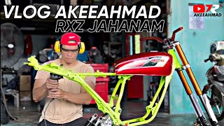 Vlog AkeeAhmad Edisi  RXZ Flat Tracker Custom Powder Paint HijauHitam T Fork USD RXZ Mat Taja [upl. by Mazman]