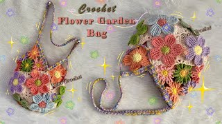 CROCHET BAG 🌸 Flower Garden 🌺 How to Crochet Flower Granny Square Bag [upl. by Bueschel]