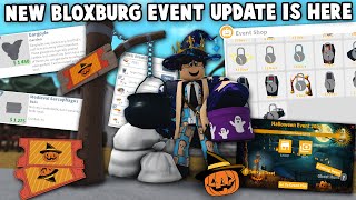 NEW BLOXBURG HALLOWEEN UPDATE IS HERE NEW TICKETS EVENT FURNITURE FOODS AND MORE [upl. by Eicram]