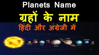 Solar system Planets Name in Hindi and English  सौर मंडल के ग्रहों के नाम हिंदी और अंग्रेजी में [upl. by Feriga]